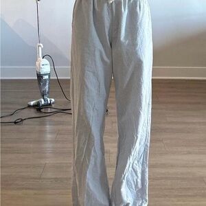Brandy Melville Light Gray Striped Pants